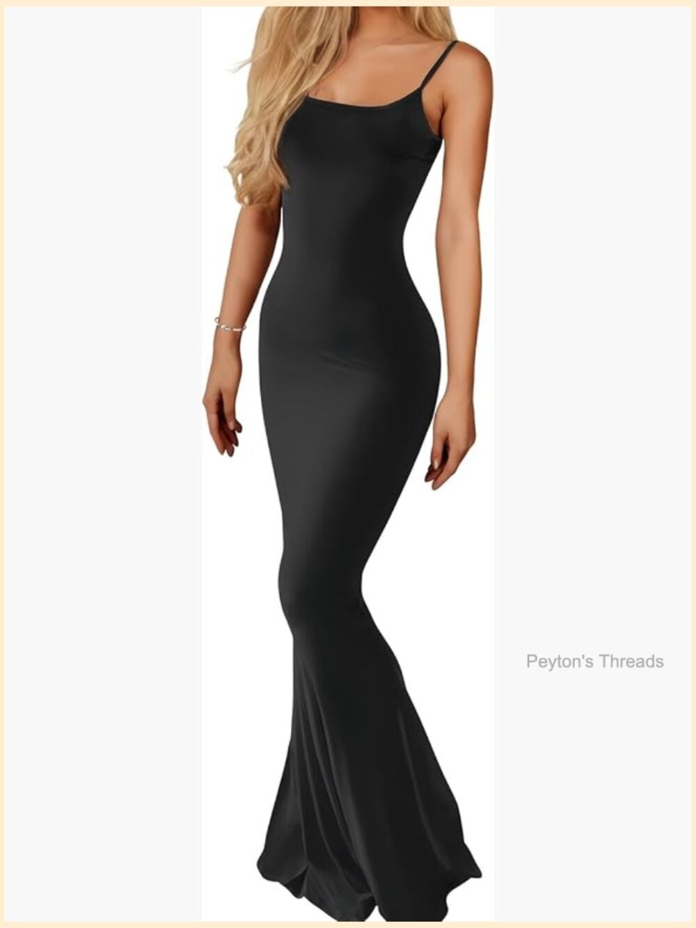 Sleeveless Bodycon Maxi Dress Square Neck Spaghetti Strap Mermaid Hem